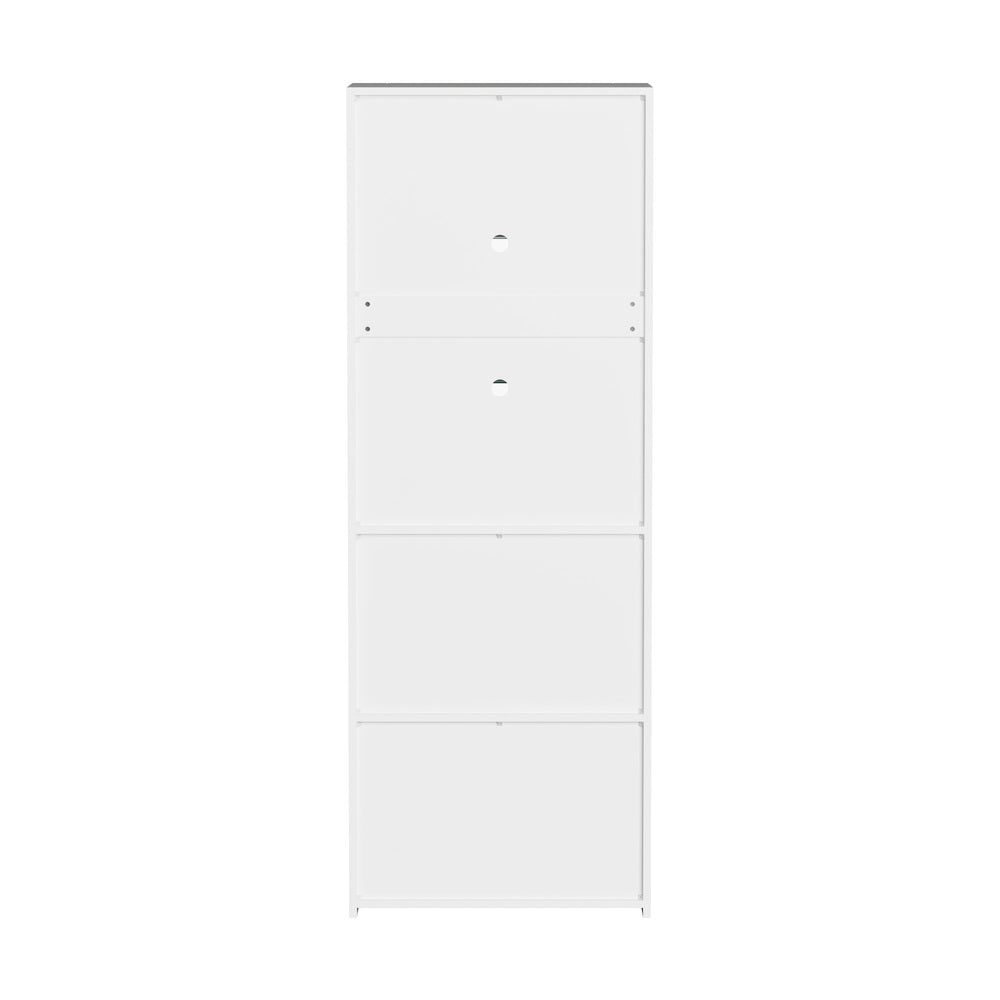 Oikiture 2x LED Cabinet Tall Sideboard High Gloss Cupboard White