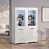 Oikiture 2x LED Cabinet Tall Sideboard High Gloss Cupboard White