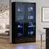 Buffet Sideboard LED High Gloss Glass Door Black