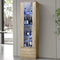 LED Display Cabinet – Natural, Glass Shelves, Drawer, High‑Gloss Doors, 188cm