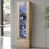 Display Cabinet Buffet Sideboard LED Light High Gloss Door Natural