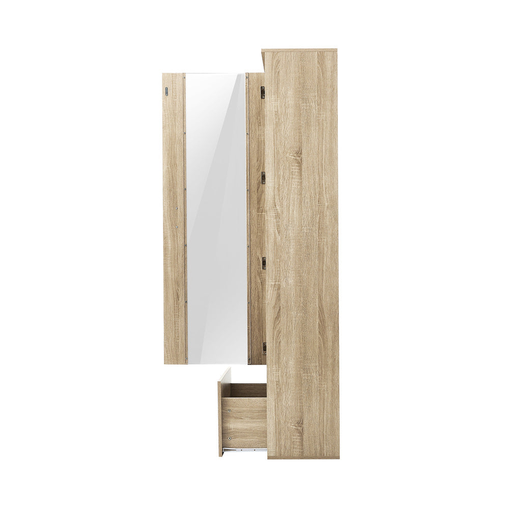 Display Cabinet Buffet Sideboard LED Light High Gloss Door Natural