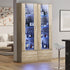 Display Cabinet Buffet Sideboard LED Light High Gloss Door Natural