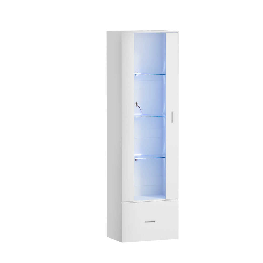 Buffet Sideboard LED High Gloss Glass Door White