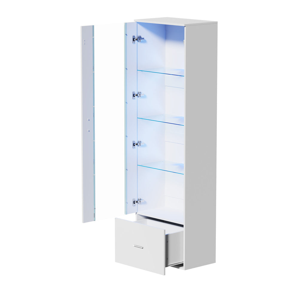Buffet Sideboard LED High Gloss Glass Door White