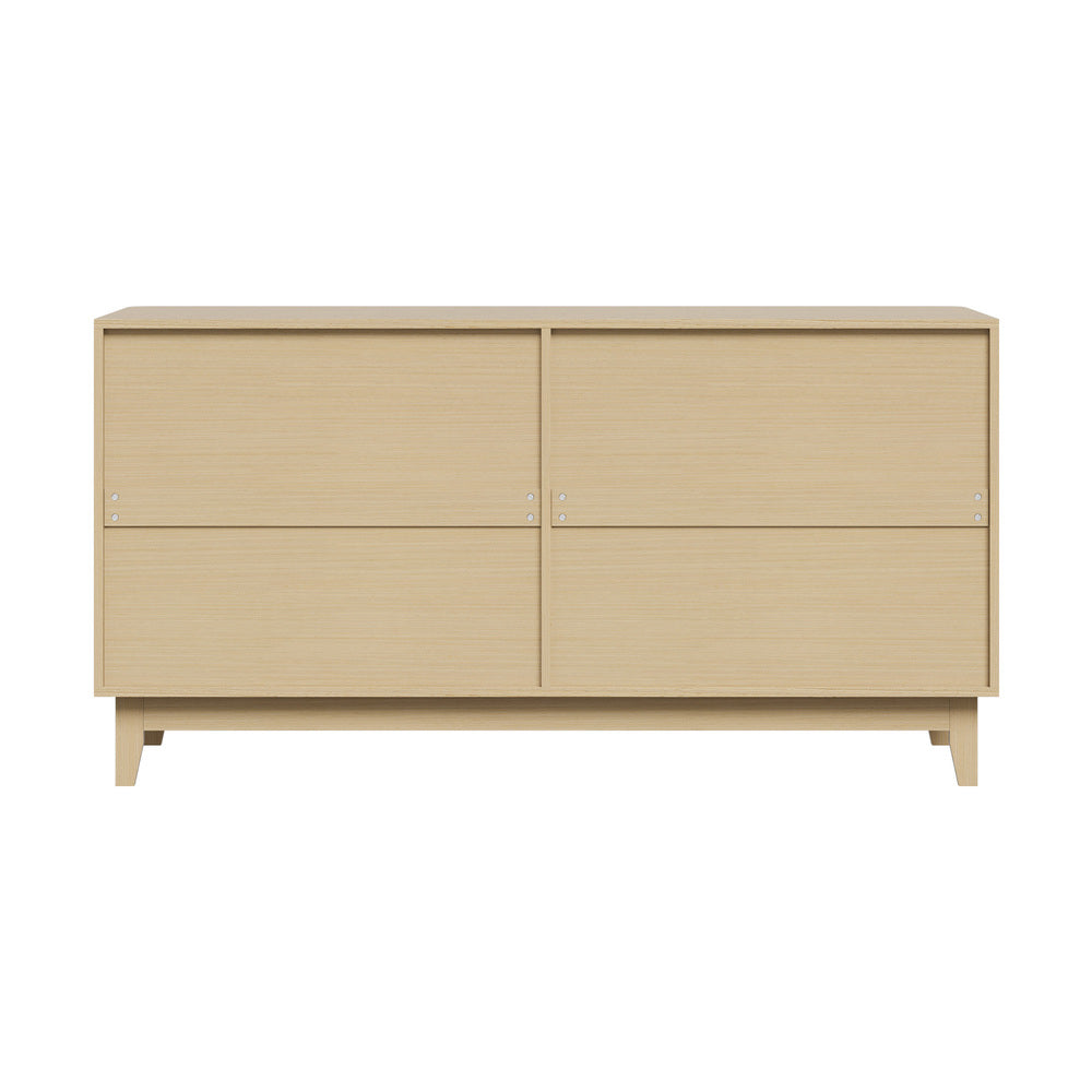 Oikiture Buffet Sideboard Storage Cabinet 4 Doors Cupboard Natural