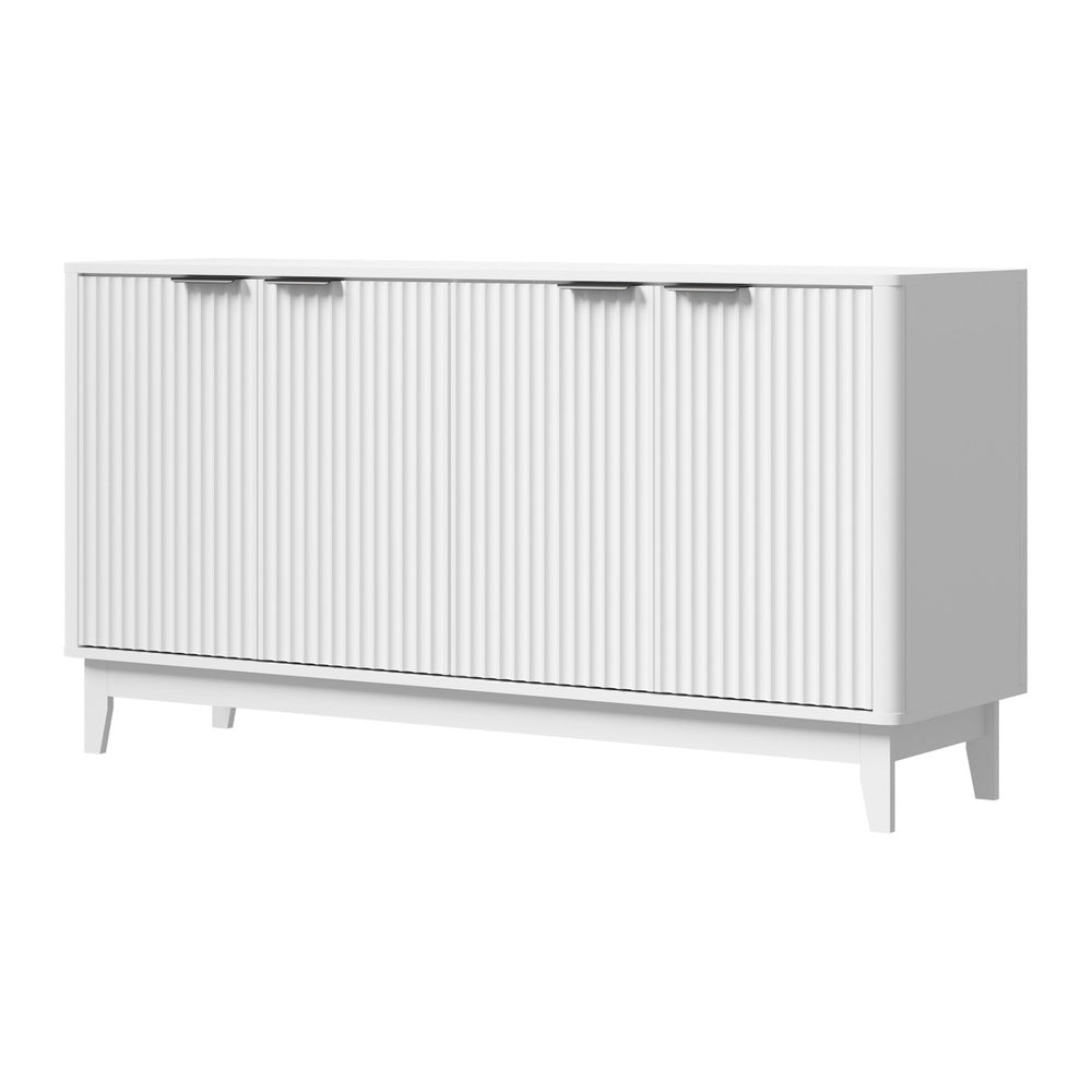 Oikiture Buffet Sideboard Storage Cabinet 4 Doors Cupboard White