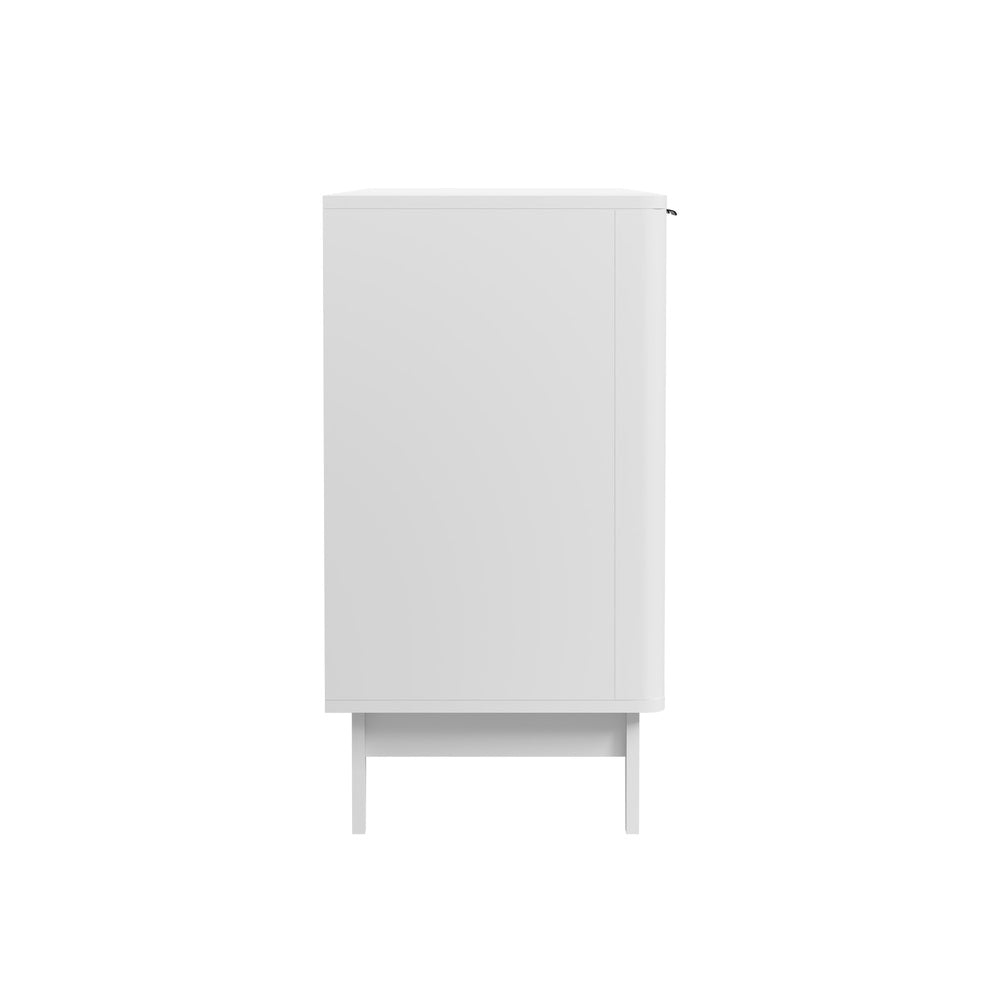 Oikiture Buffet Sideboard Storage Cabinet 4 Doors Cupboard White