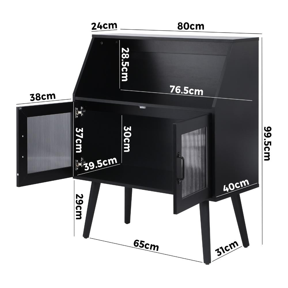 Sideboard with Open Shelf and Glass Doors