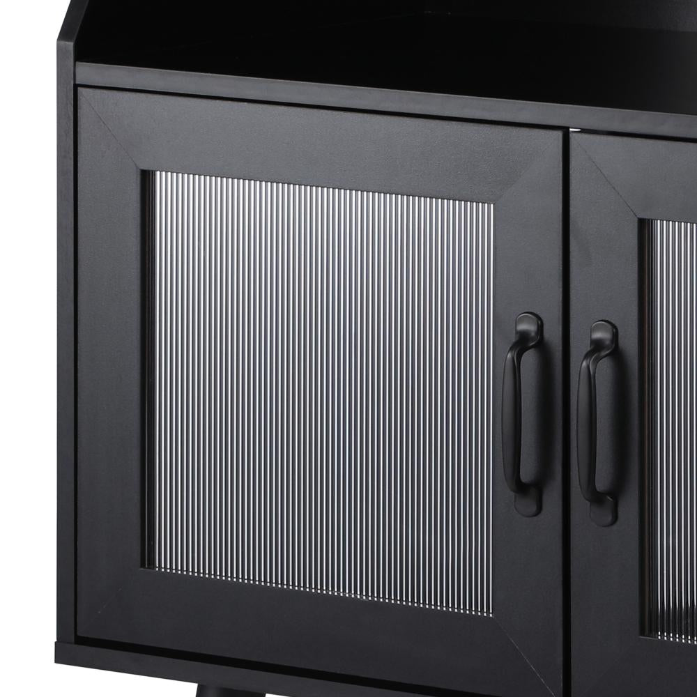 Sideboard with Open Shelf and Glass Doors