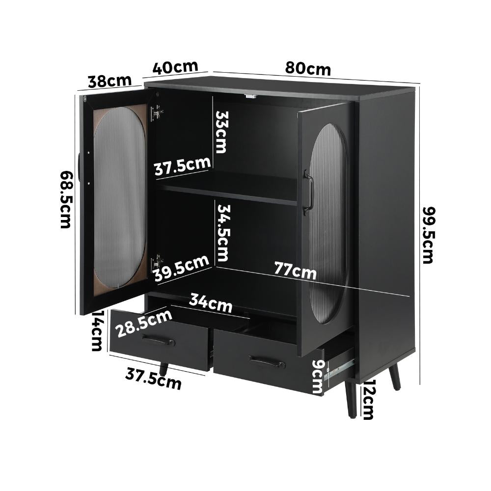 Sideboard with Pull Up Drawers and Glass Doors