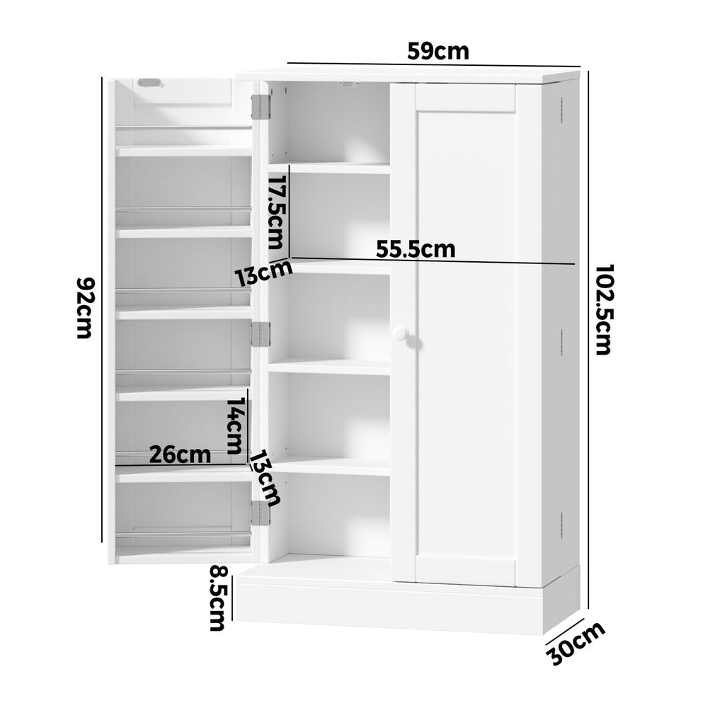 Oikiture Buffet Sideboard Cabinet 2 Doors Cupboard Pantry Kitchen Storage White