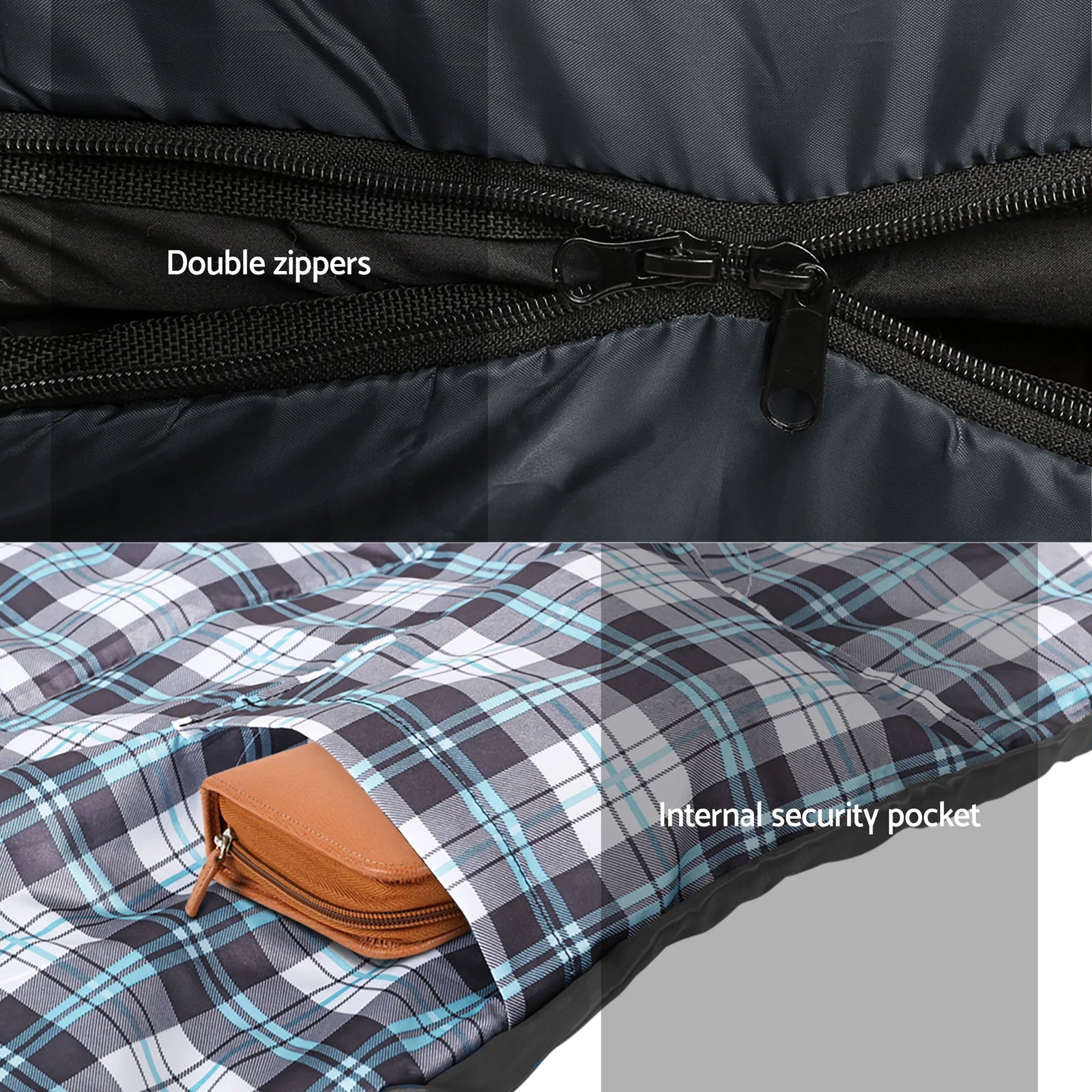 Sleeping Bag Set of 2 Single Thermal Camping Hiking Tent 0℃