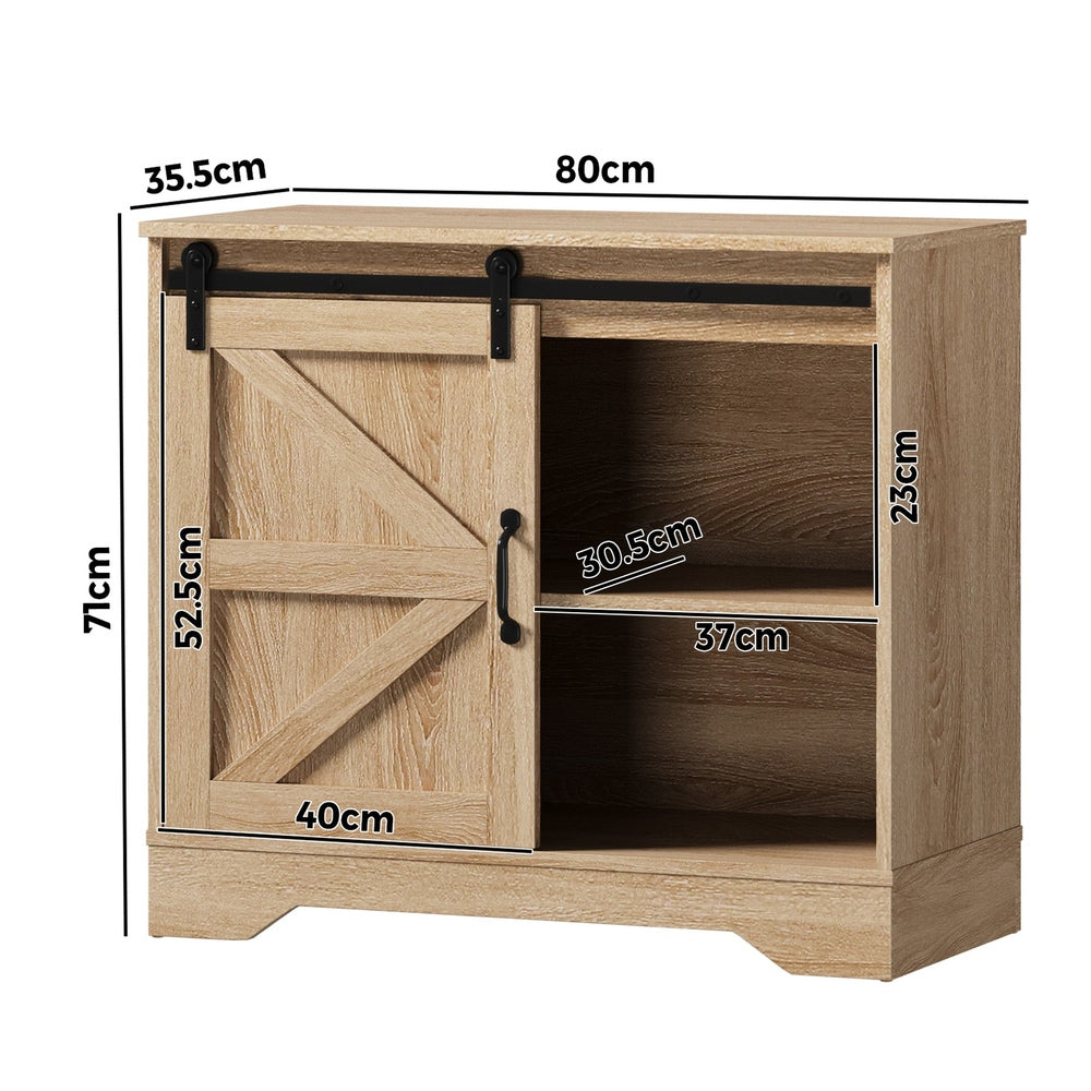 Buffet Sideboard Cabinet Pantry Storage Cupboard Sliding Door Natural