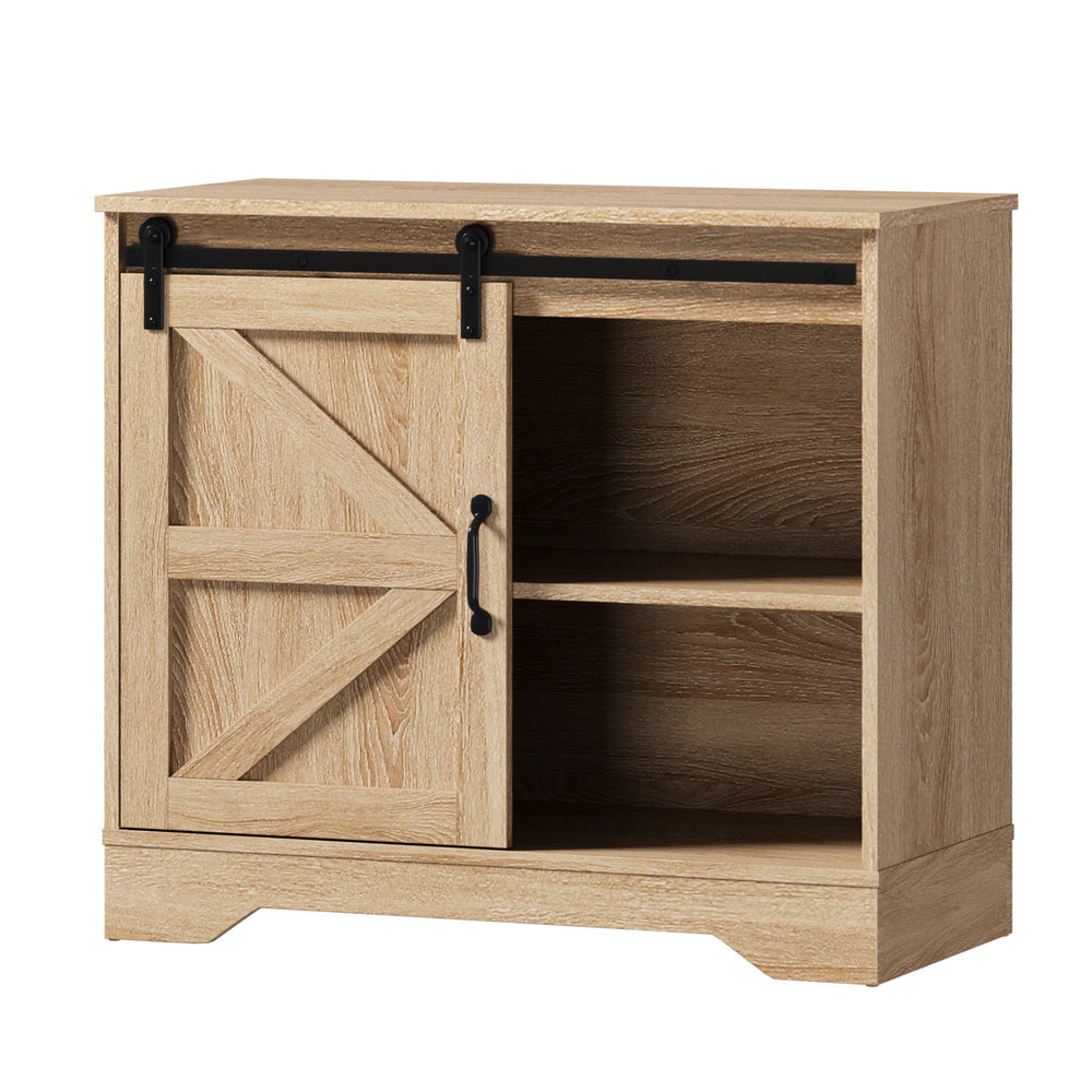 Buffet Sideboard Cabinet Pantry Storage Cupboard Sliding Door Natural