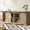 Oikiture 2 Pack Buffet Sideboard Cabinet Oak Storage Cupboard Farmhouse