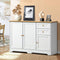 Oikiture Sideboard Buffet Cabinet 2 Drawers 2 Doors White Wood Storage