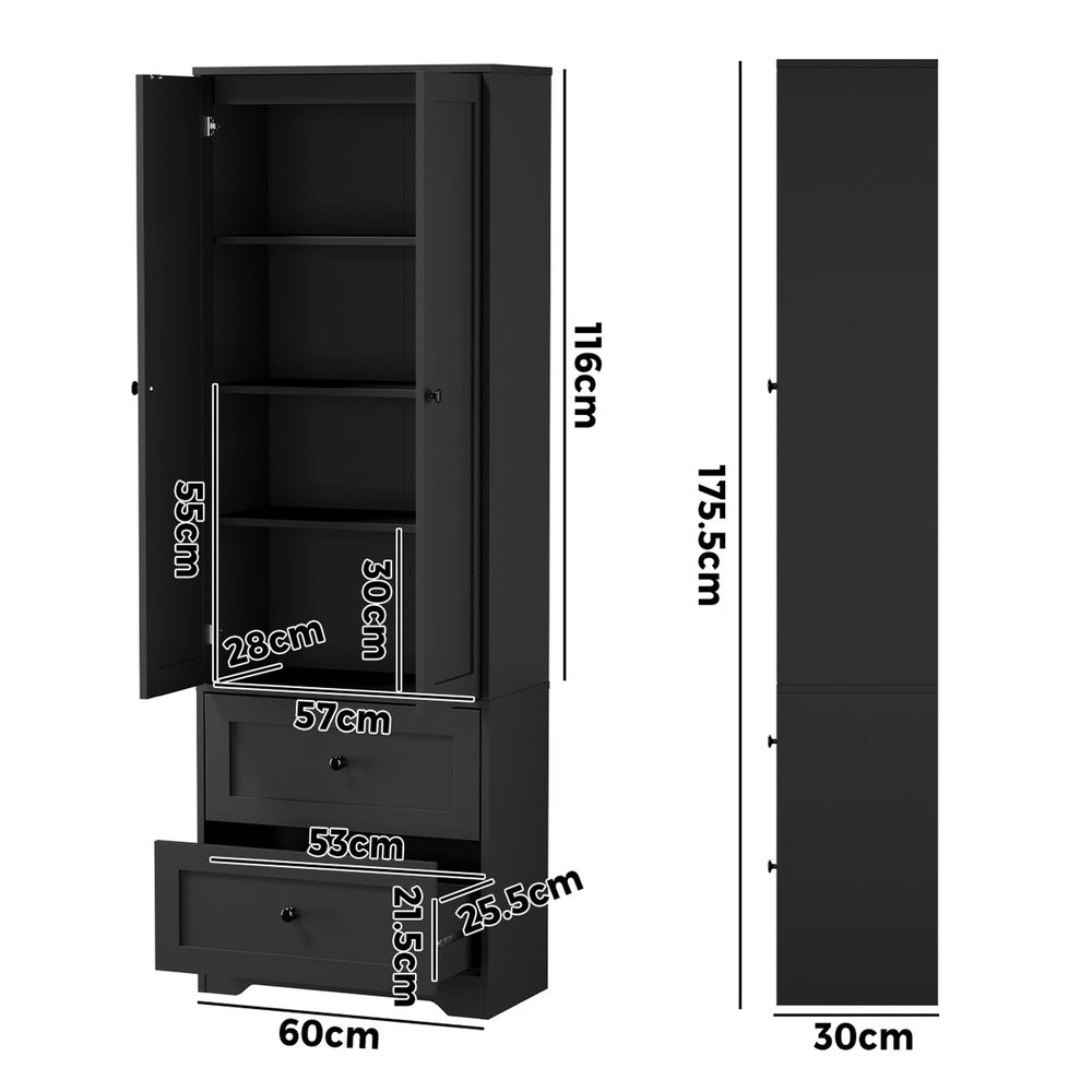 Oikiture 2PCS Buffet Sideboard Kitchen Storage Cabinet Black