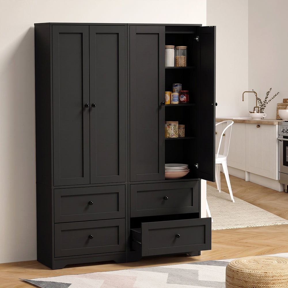 Oikiture 2PCS Buffet Sideboard Kitchen Storage Cabinet Black