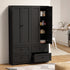 Oikiture 2PCS Buffet Sideboard Kitchen Storage Cabinet Black