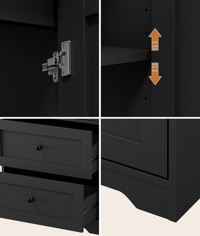 Oikiture 2PCS Buffet Sideboard Kitchen Storage Cabinet Black