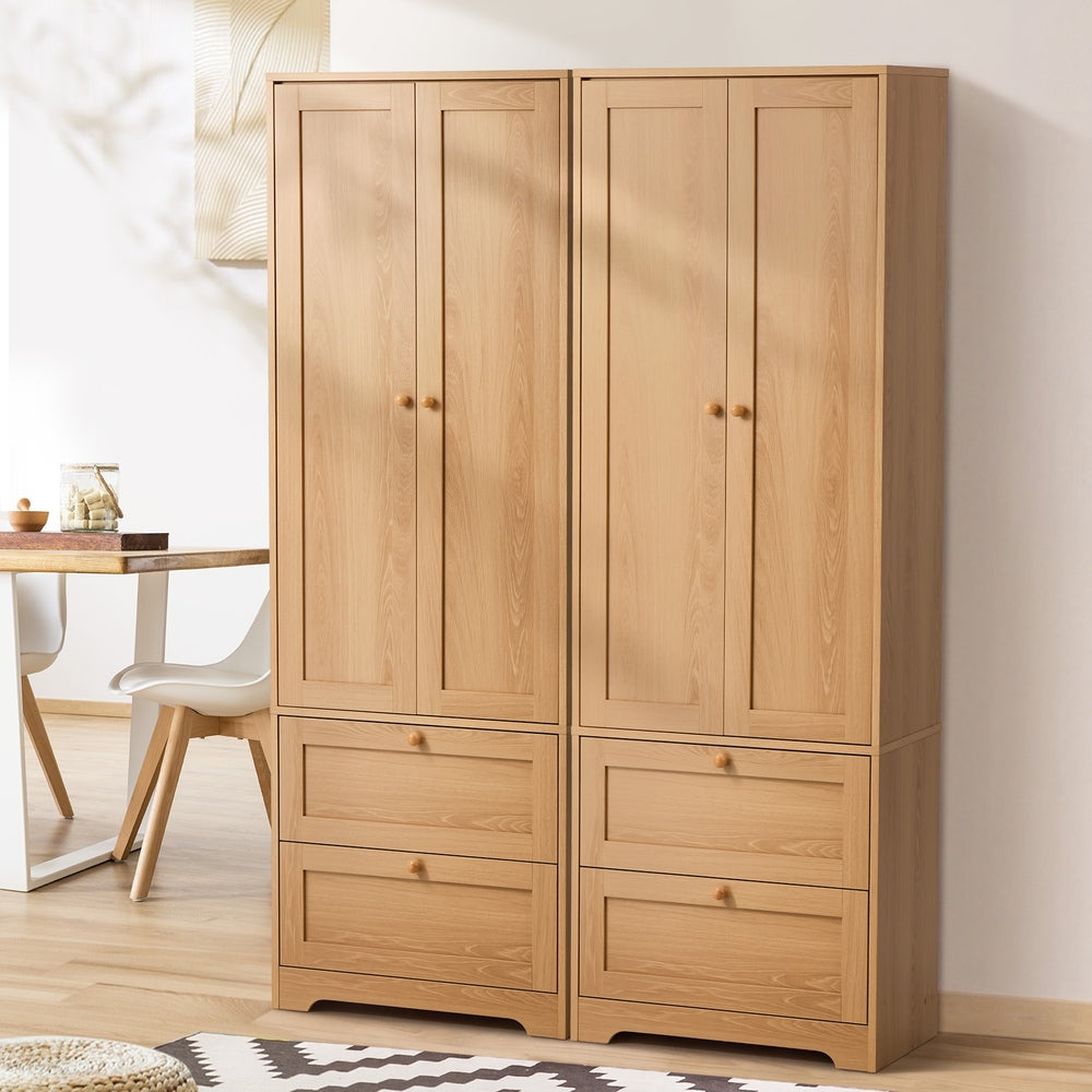 2PCS Buffet Kitchen Sideboard Cabinet Storage Natural