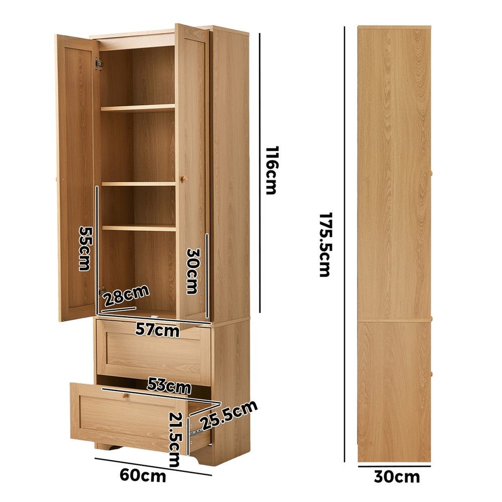 2PCS Buffet Kitchen Sideboard Cabinet Storage Natural