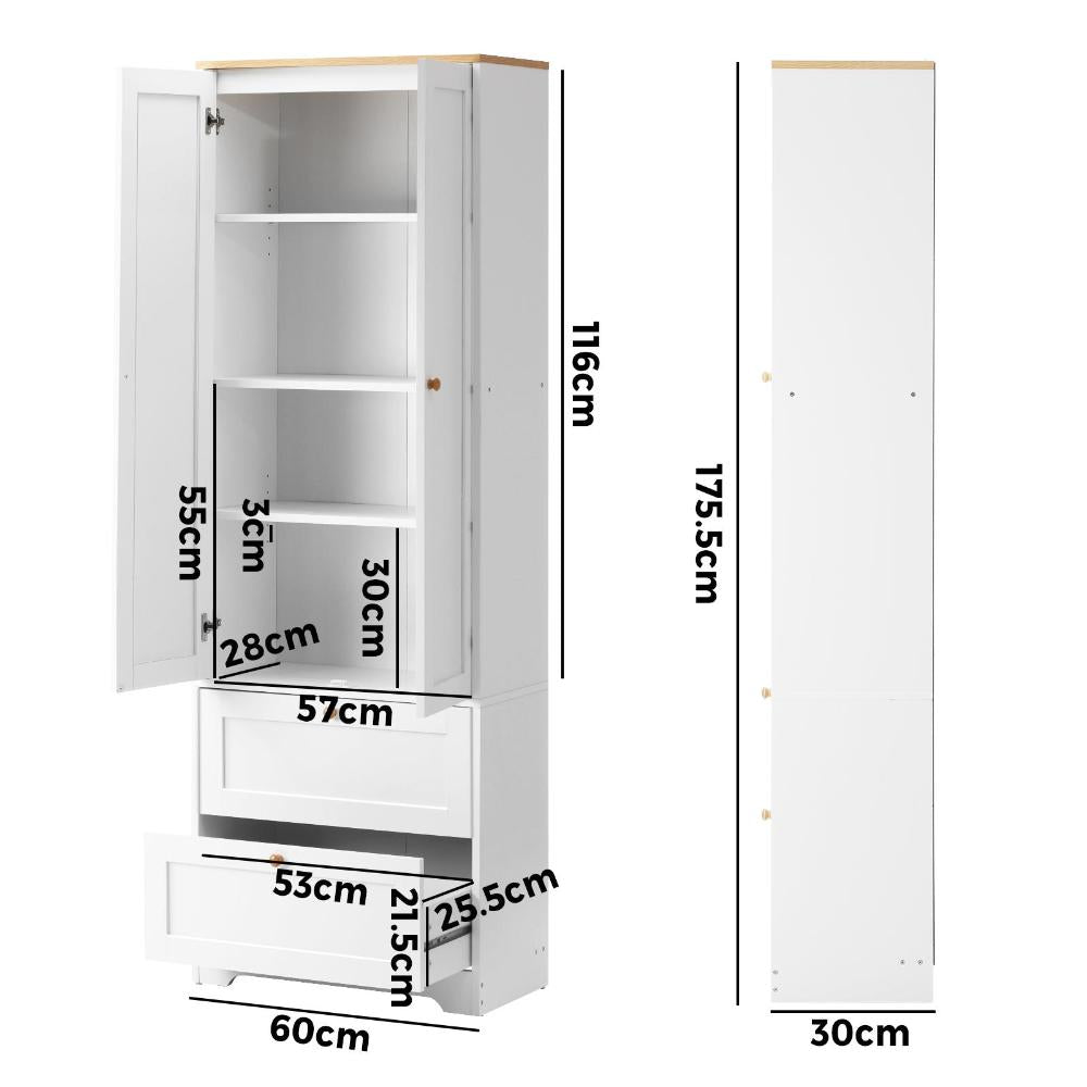 Sideboard with Display Shelf and Drawer White