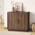 Oikiture 80cm Buffet Sideboard 2 Door Storage Cabinet Arched Cupboard Walnut