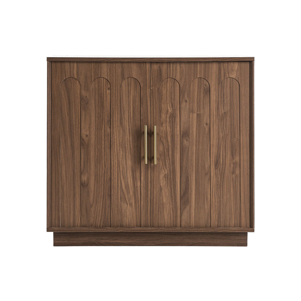 Oikiture 80cm Buffet Sideboard 2 Door Storage Cabinet Arched Cupboard Walnut