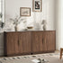 Oikiture 80cm Buffet Sideboard 2 Door Storage Cabinet Arched Cupboard Walnut