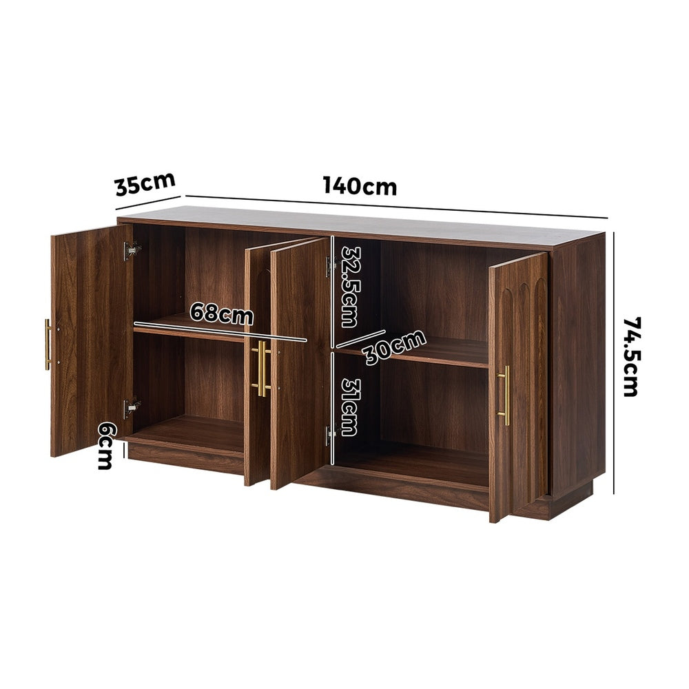 Oikiture 140cm Buffet Sideboard Cabinet Cupboard Walnut