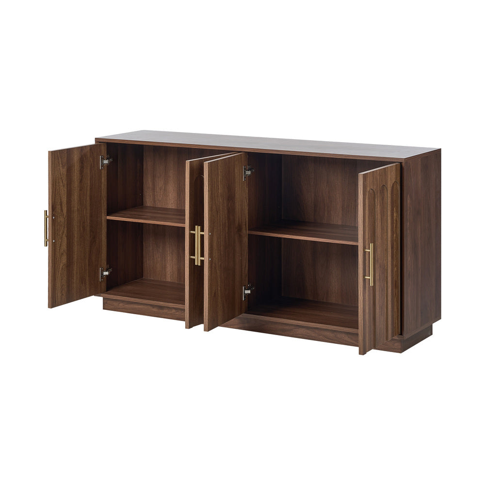 Oikiture 140cm Buffet Sideboard Cabinet Cupboard Walnut