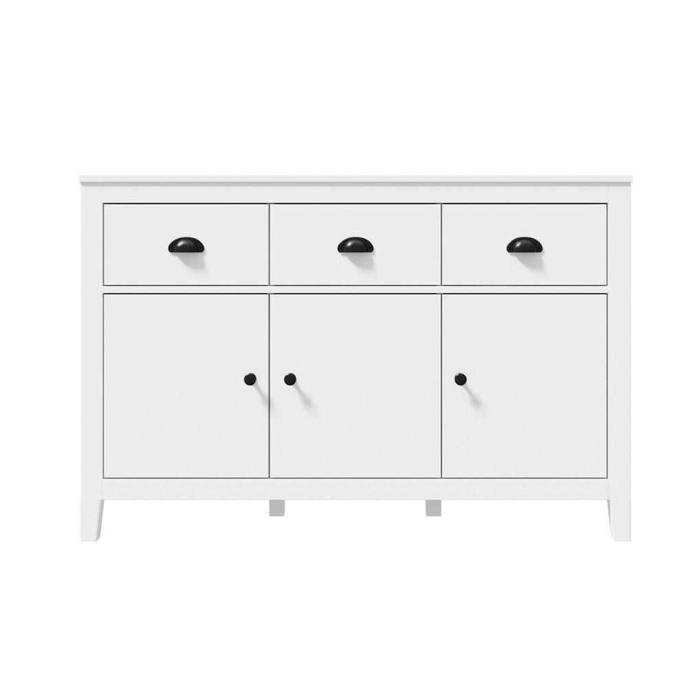 Sideboard – 3 Drawers, 3‑Door Cabinet, Coastal Style, White, 120cm
