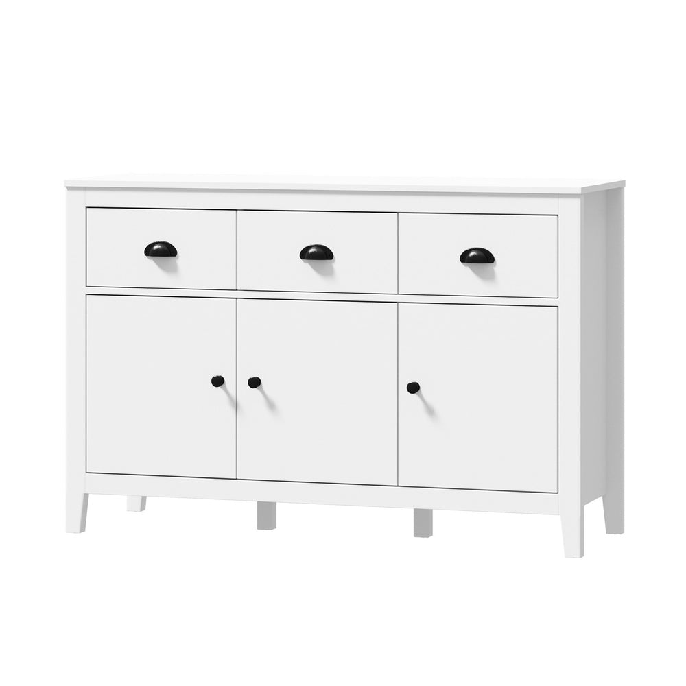Sideboard – 3 Drawers, 3‑Door Cabinet, Coastal Style, White, 120cm