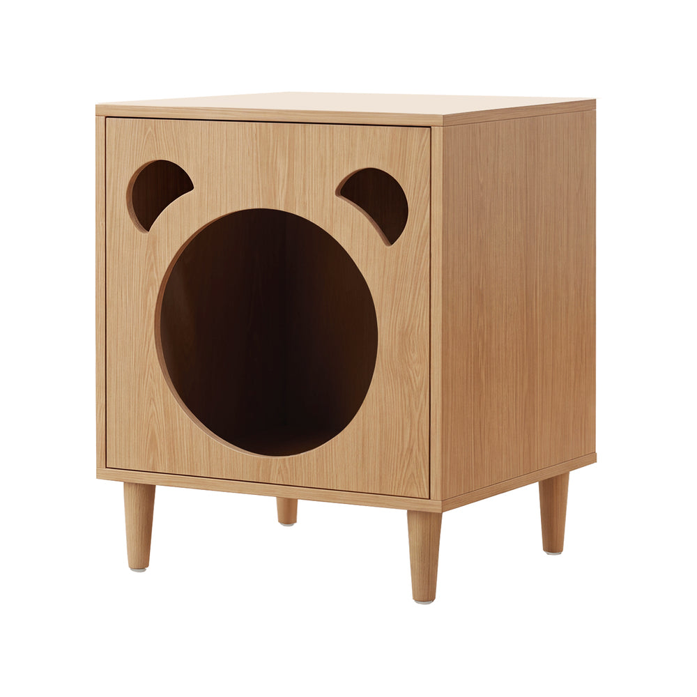 Oikiture Storage Cabinet Style Cat House Natural