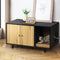 Wooden Cat House Sideboard Storage Cabinet with Scratching Board Black