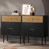 Oikiture 2x Sideboard Buffet Storage Cabinet Cupboard Black and Wood