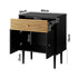 Oikiture 2x Sideboard Buffet Storage Cabinet Cupboard Black and Wood