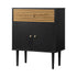 Oikiture 2x Sideboard Buffet Storage Cabinet Cupboard Black and Wood