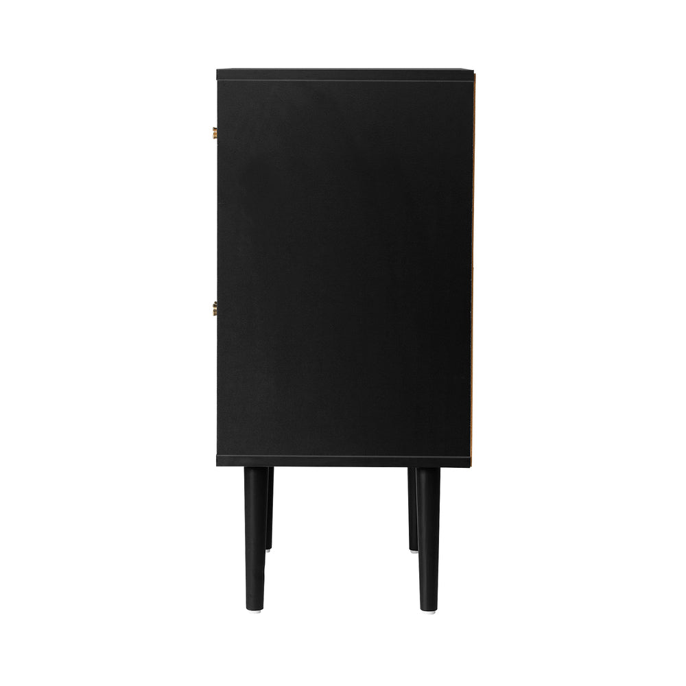 Oikiture 2x Sideboard Buffet Storage Cabinet Cupboard Black and Wood