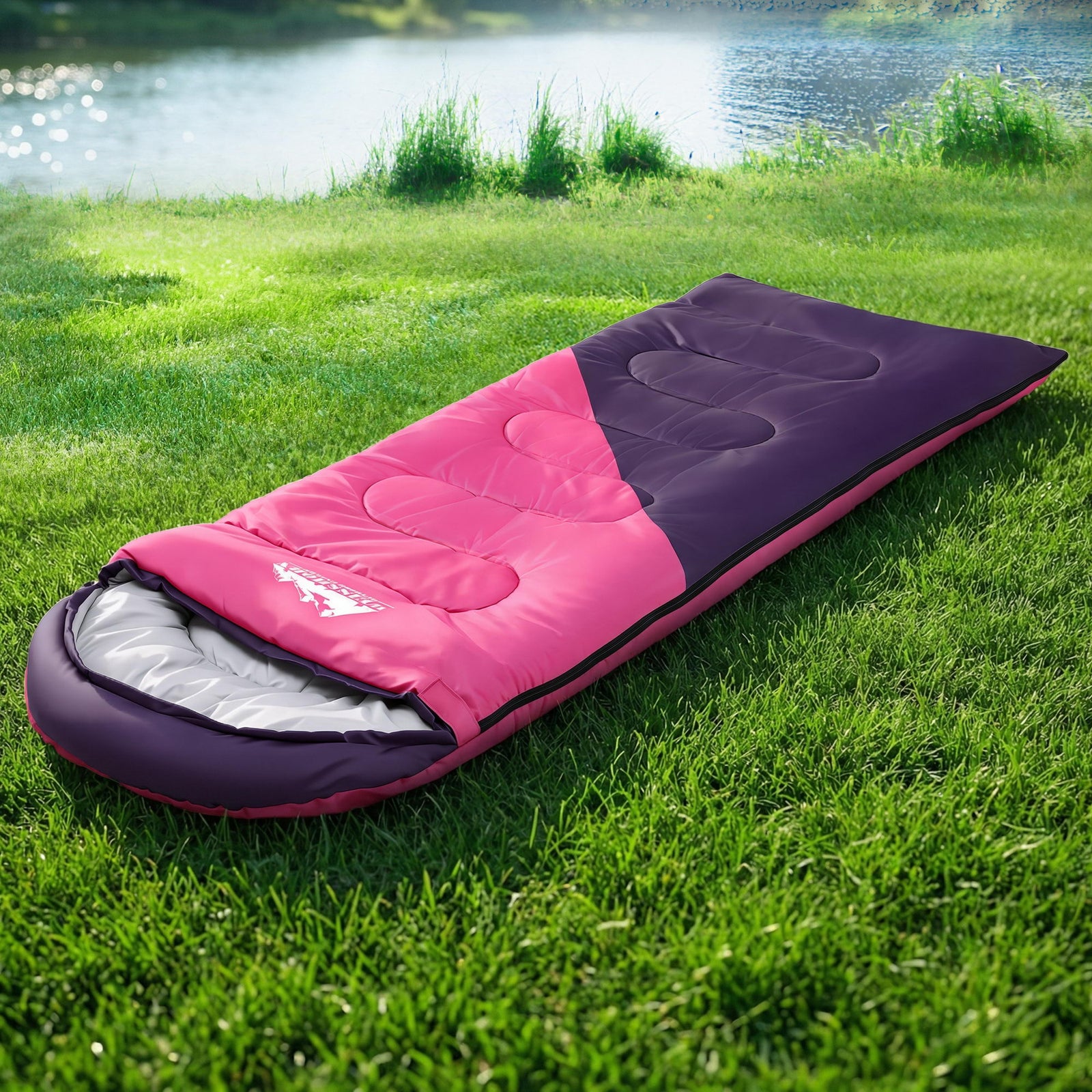 Sleeping Bag Single 213cm Thermal Camping Hiking Pink