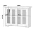 Sideboard Buffet Glass Sliding Door White