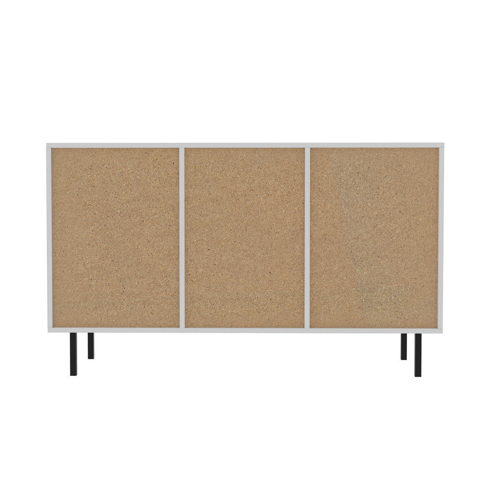 Oikiture Sideboard Buffet Tempered Glass Door 2 Drawers White