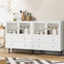 Oikiture 2x Buffet Sideboard Cupboard Glass Doors White