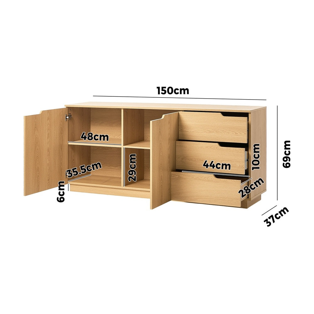Buffet Sideboard Storage Cabinet 3 Drawers Cupboard