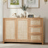 Buffet Sideboard Cabinet Rattan 3 Drawer Hallway Table