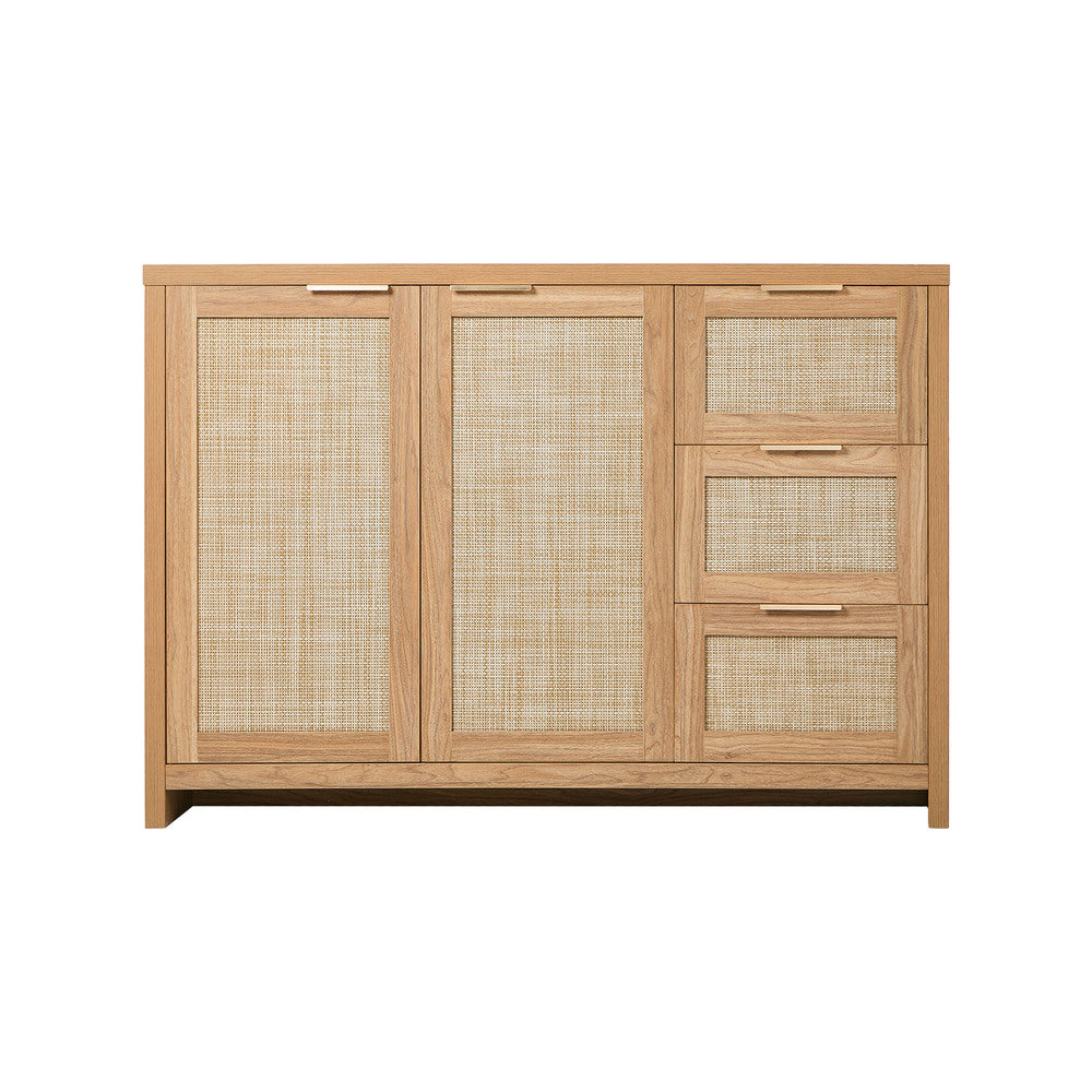 Buffet Sideboard Cabinet Rattan 3 Drawer Hallway Table