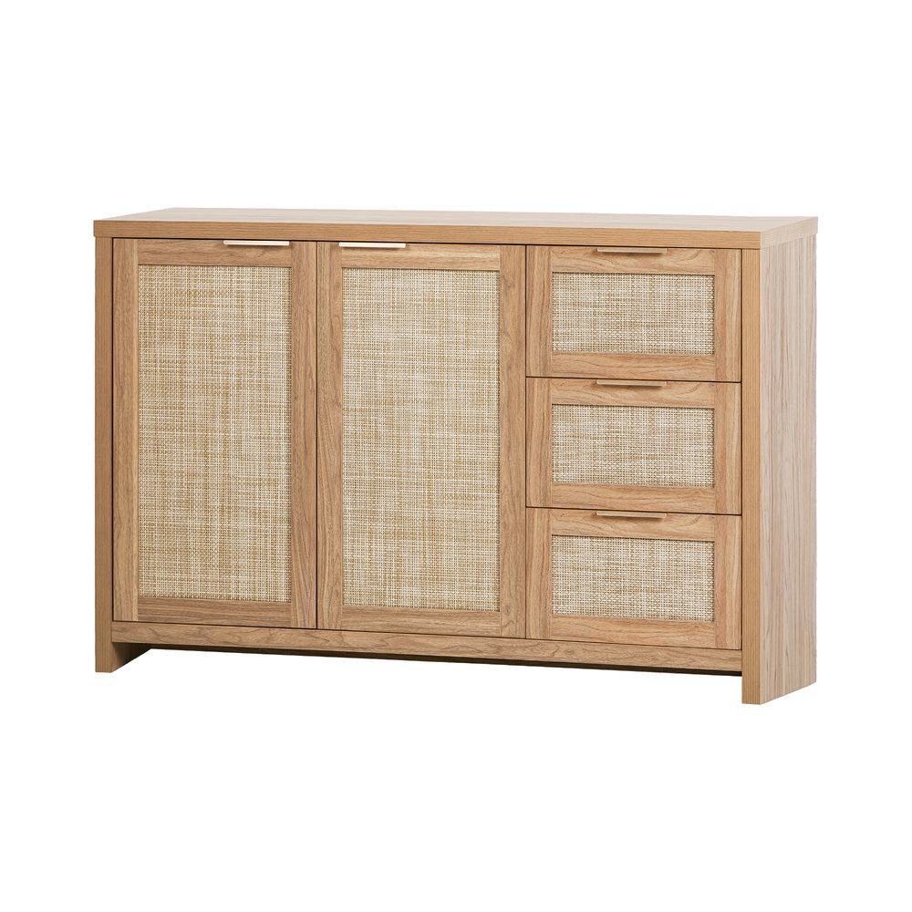 Buffet Sideboard Cabinet Rattan 3 Drawer Hallway Table