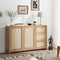Buffet Sideboard Cabinet Rattan 3 Drawer Hallway Table